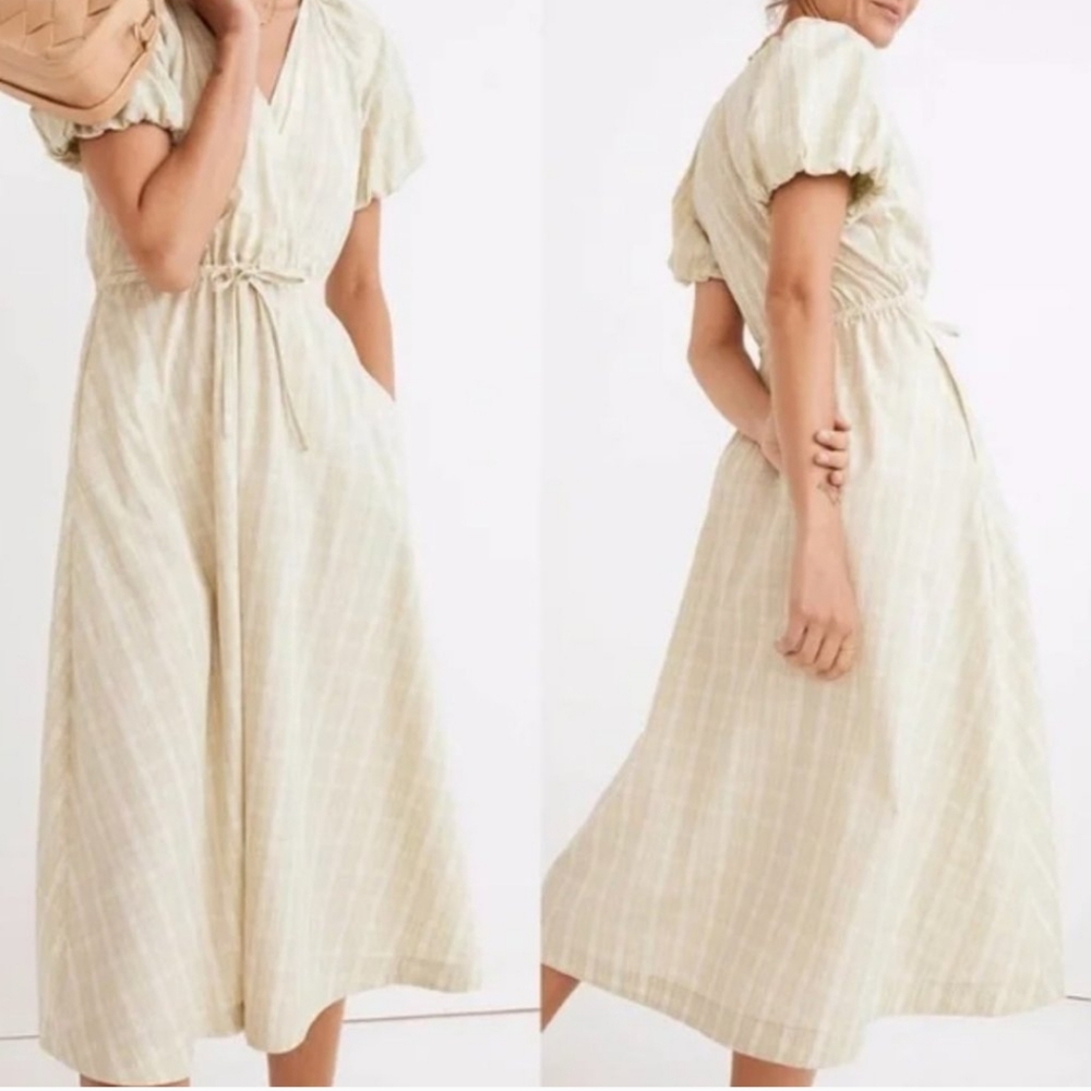 Madewell Plaid Tie-Waist Midi Dress XS